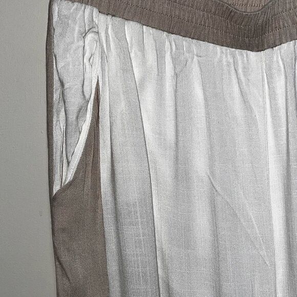 Le Lis Cream Beige Color block Wide Leg Flowy Pants Womens Sz M - Picture 5 of 9